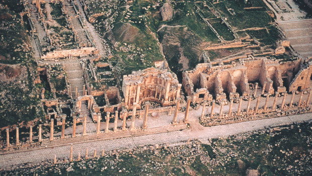 Vue aérienne du site archéologique de Jerash en Jordanie