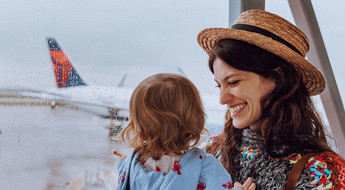 Family travel at the airport