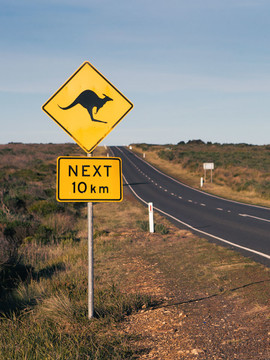 Panneau routier australien avec un kangourou