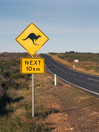Panneau routier australien avec un kangourou